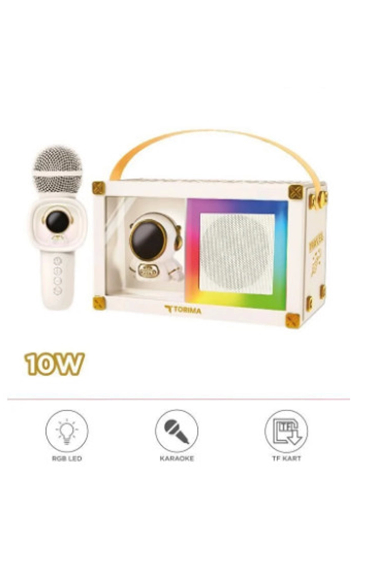 Taşınabilir Rgb Işılı Sevimli Figürlü Mikrofonlu Karaoke Bluetooth Hoparlör Krem - Lisinya