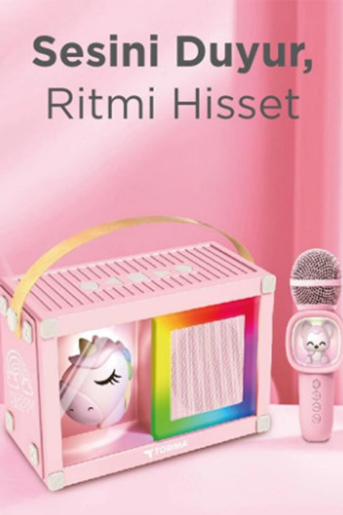 Taşınabilir Rgb Işılı Sevimli Figürlü Mikrofonlu Karaoke Bluetooth Hoparlör Pembe - Lisinya Taşınabilir Rgb Işılı Sevimli Figürlü Mikrofonlu Karaoke Bluetooth Hoparlör Pembe - Lisinya