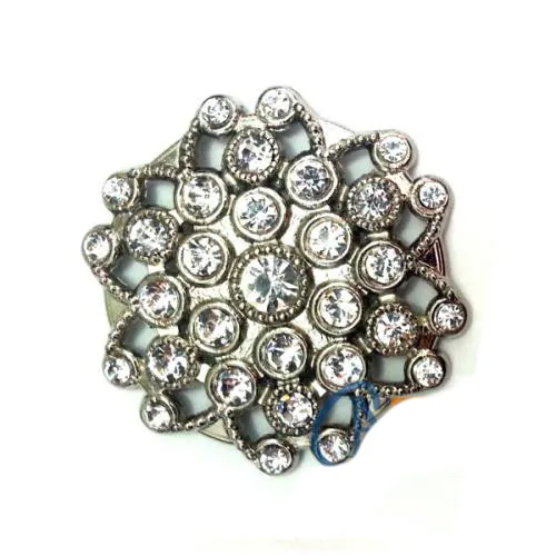 Taşlı Yuvarlak Broş, Sandık Süsü 4,5 Cm - Nikel, 10 Adet - Lisinya