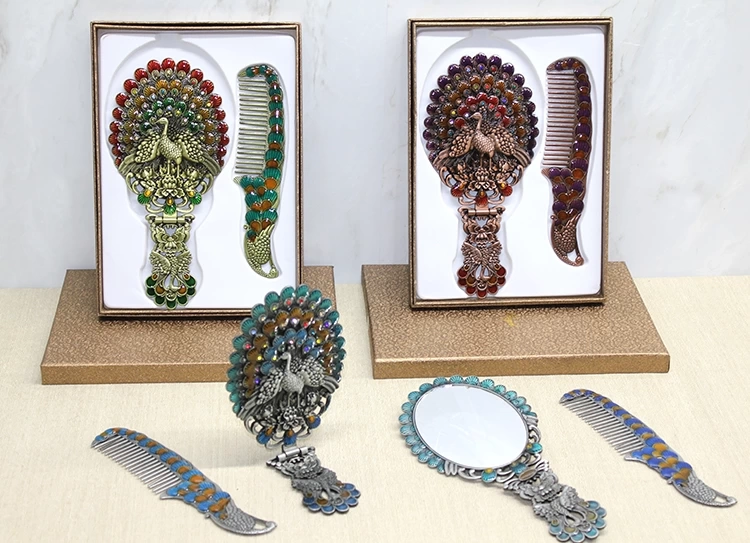 Tavuskuşu Katlanabilir Ayna Ve Tarak Seti Büyük Boy Alk4913 - Lisinya