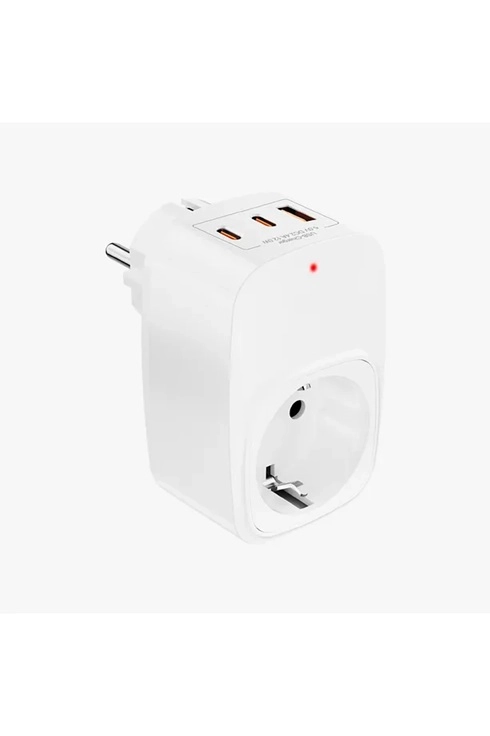 Tekli Yüksek Voltaj Korumalı Duvar Prizi 2x Type-c 1x Usb Çıkışlı Priz Grup Priz Çoğaltıcı Beyaz - Lisinya