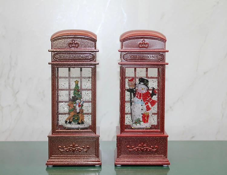 Telefon Kulübesi Tasarımı Yılbaşı Temalı Işıklı Müzikli Kar Küresi Alk3209 - Lisinya