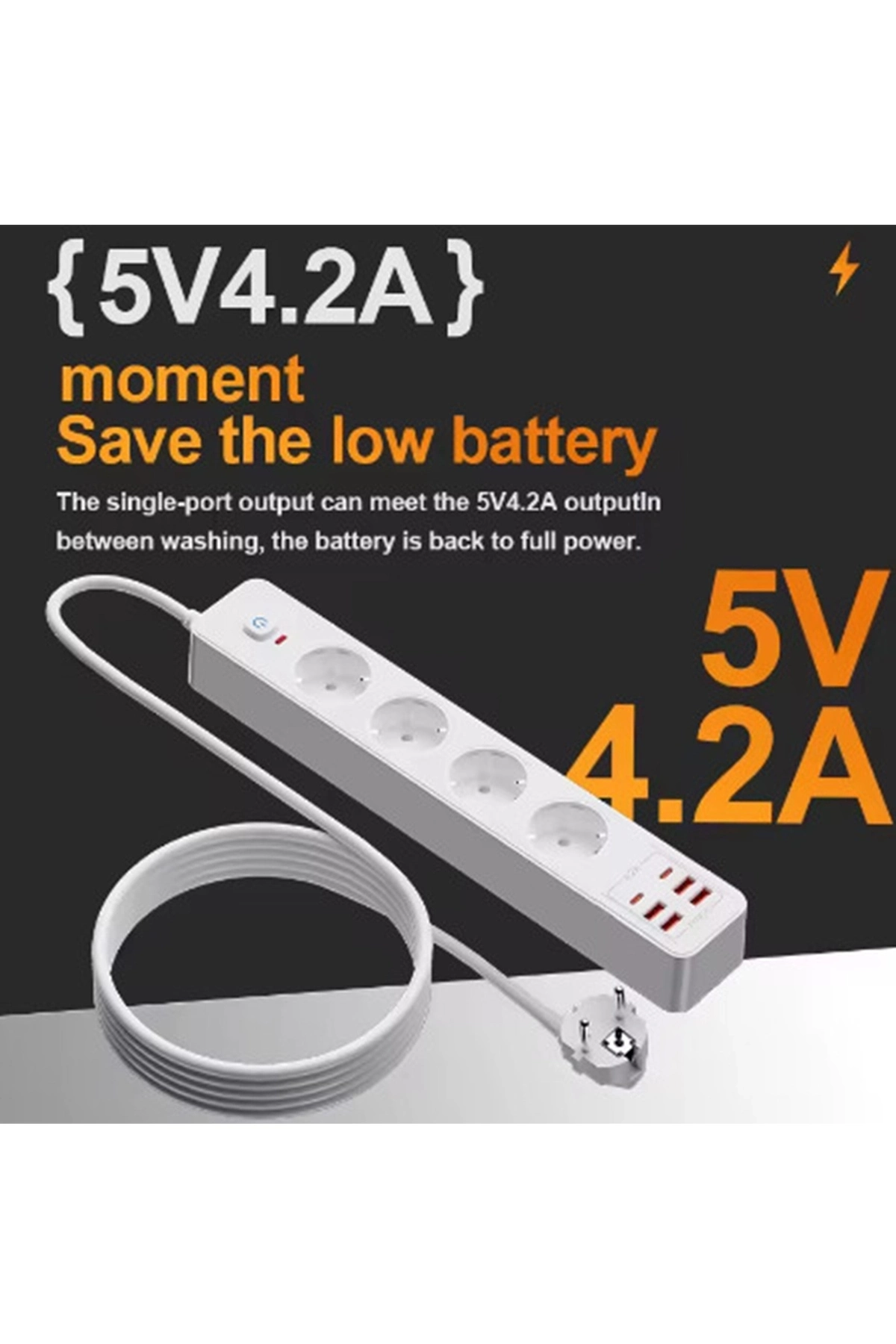 Termal Akım Korumalı 4’lü Priz 4x Usb 2x Type-c Çıkışlı Grup Priz Çoğaltıcı (3500w) - Lisinya