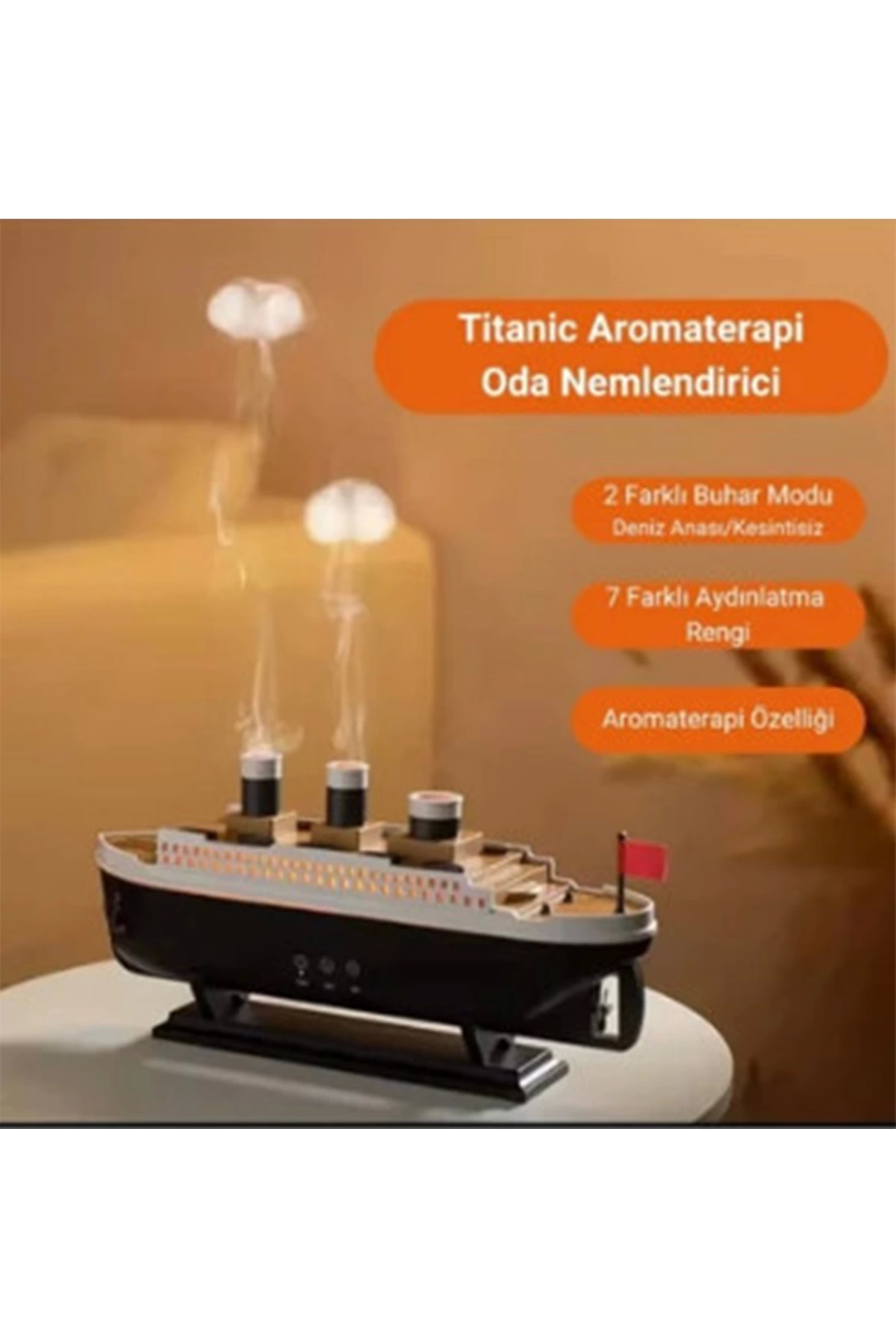 Titanic Gemi Hava Nemlendirici Işıklı Fonksiyonlu Buhar Makinesi Kumandalı - Lisinya Titanic Gemi Hava Nemlendirici Işıklı Fonksiyonlu Buhar Makinesi Kumandalı - Lisinya