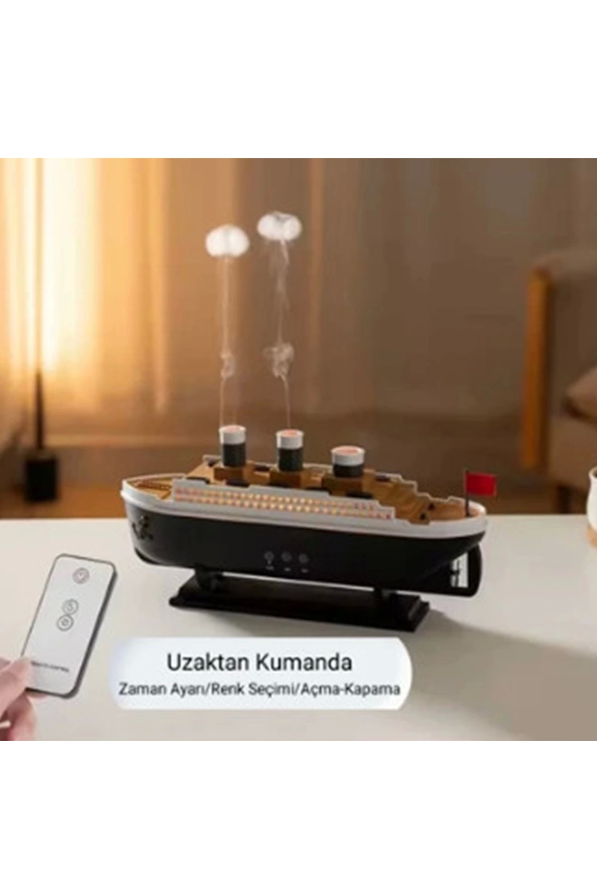 Titanic Gemi Hava Nemlendirici Işıklı Fonksiyonlu Buhar Makinesi Kumandalı - Lisinya Titanic Gemi Hava Nemlendirici Işıklı Fonksiyonlu Buhar Makinesi Kumandalı - Lisinya