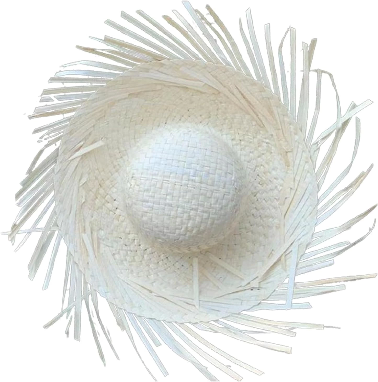 Tropikal Parti Beyaz Hasır Hawaii Şapkası 13x36 Cm - Lisinya