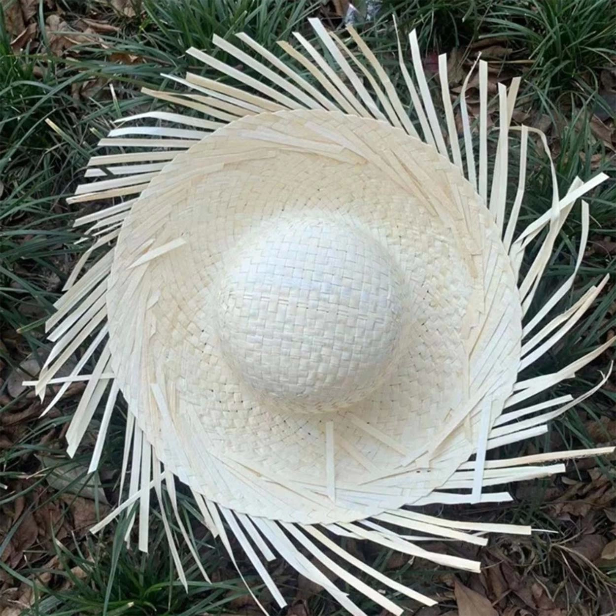 Tropikal Parti Beyaz Hasır Hawaii Şapkası 13x36 Cm - Lisinya