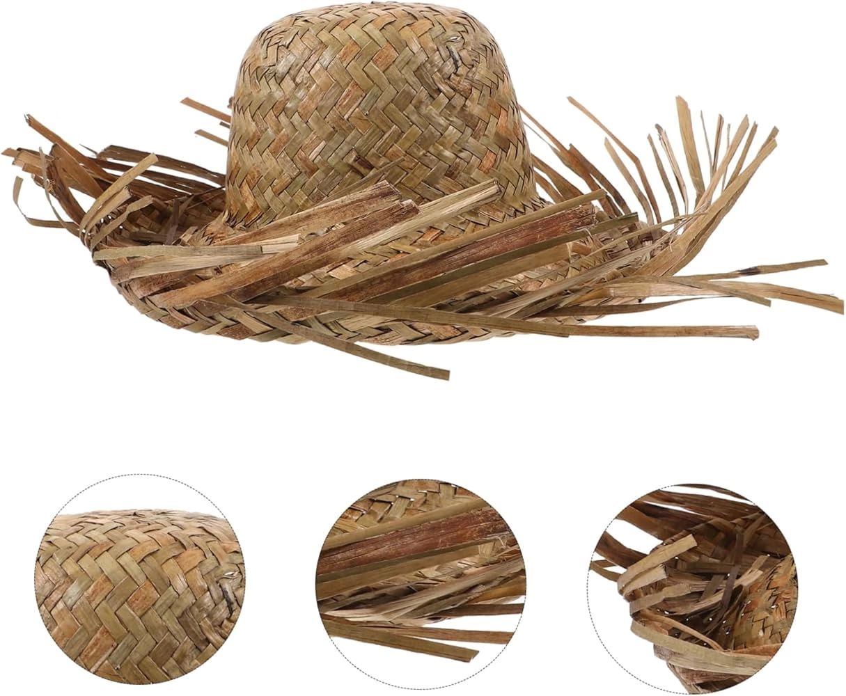 Tropikal Parti Naturel Hasır Hawaii Şapkası 13x36 Cm - Lisinya