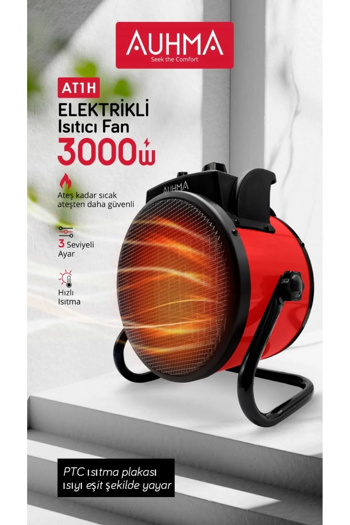 Ultra Güçlü 3000 Watt Taşınabilir Elektrikli Portatif Isıtıcı Soba Sıcak Hava Üfleyen Fan Radyatör - Lisinya