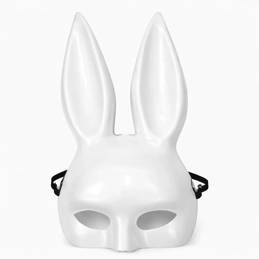 Uzun Kulaklı Beyaz Lüks Tavşan Maskesi - Lisinya