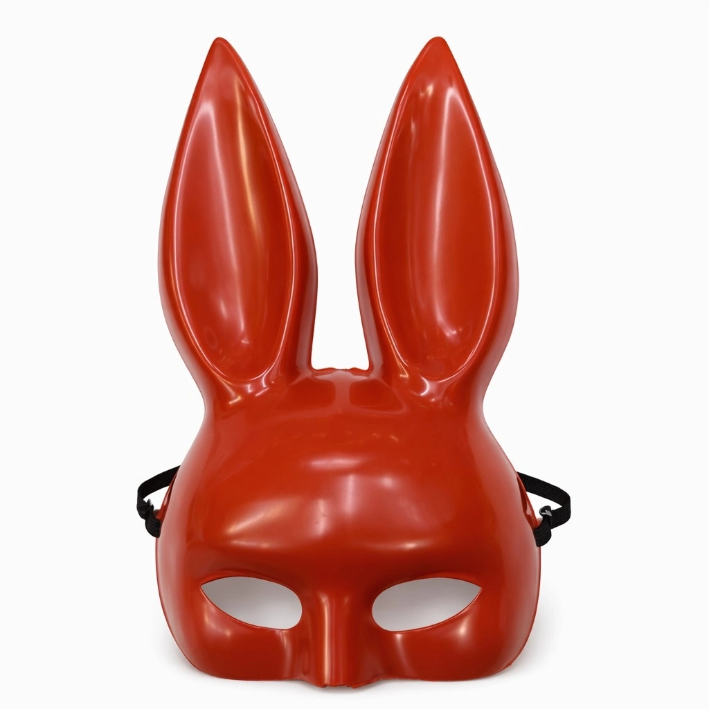 Uzun Kulaklı Kırmızı Lüks Tavşan Maskesi - Lisinya