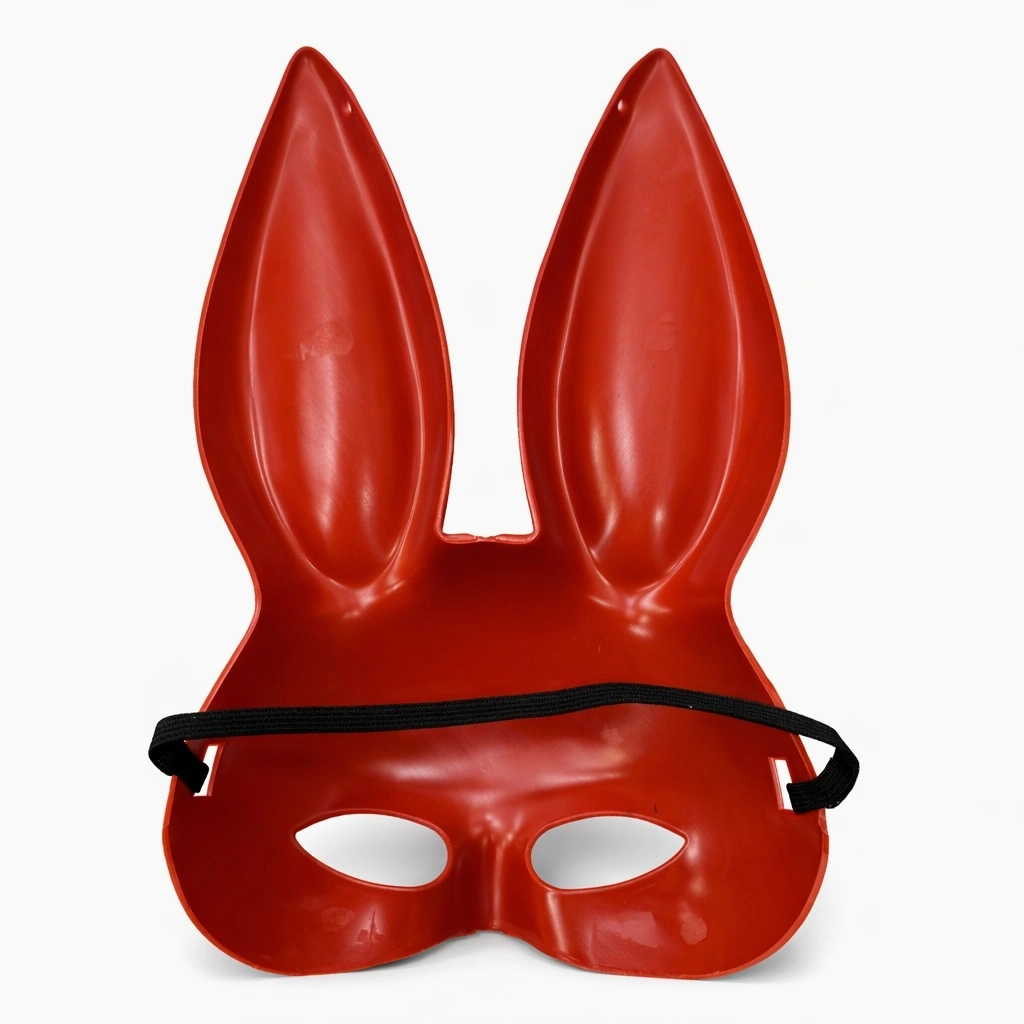 Uzun Kulaklı Kırmızı Lüks Tavşan Maskesi - Lisinya