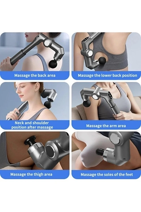 Uzun Saplı Masaj Sı Derin Doku Kas Masaj Aleti 6 Başlıklı Şarjlı Profesyonel 6 Kademe - Lisinya