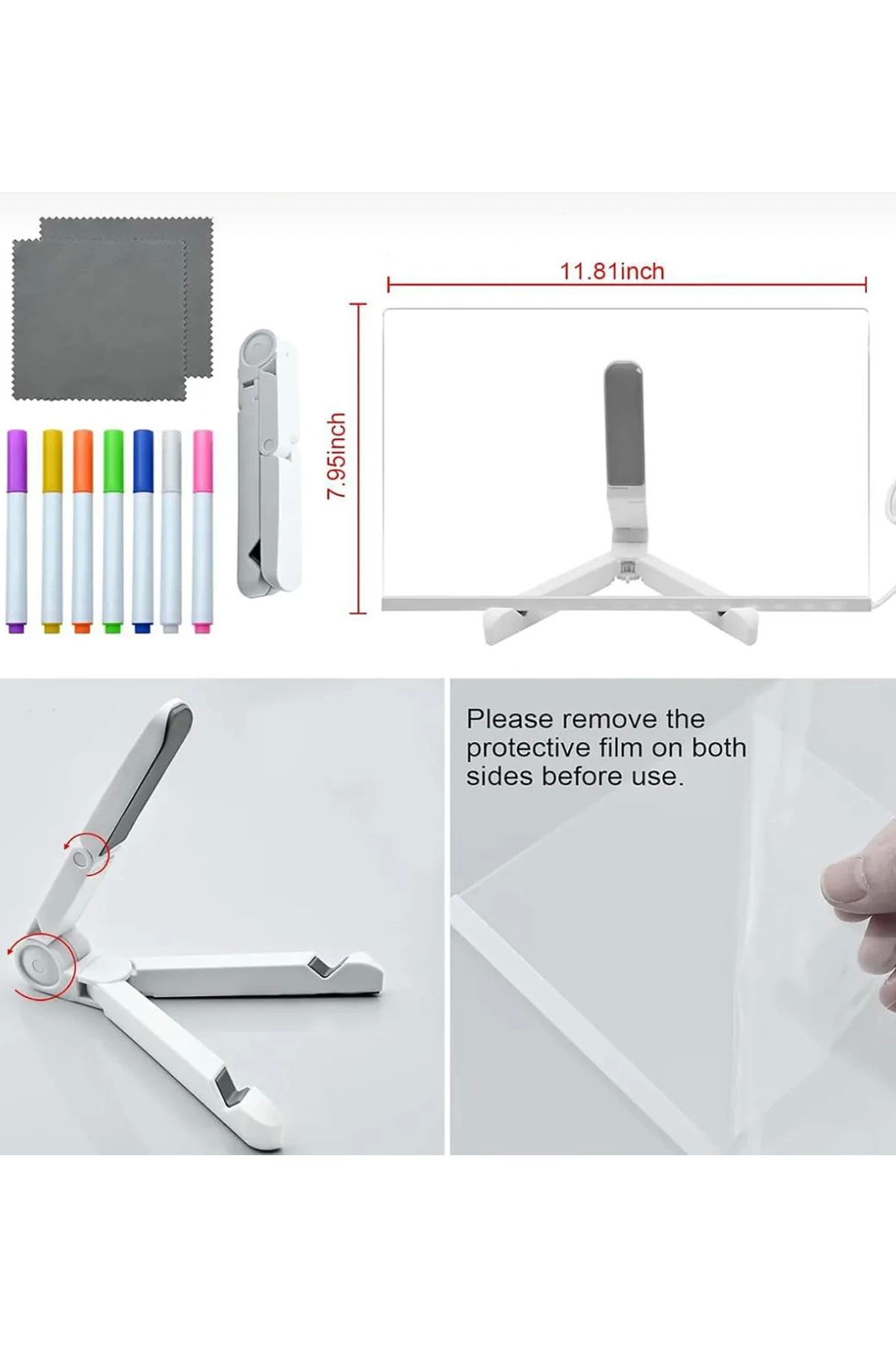 12 Inc Led Işıklı Çizim Tahtası Ayarlanabilir Stant Ve Kalemleri İle - Lisinya