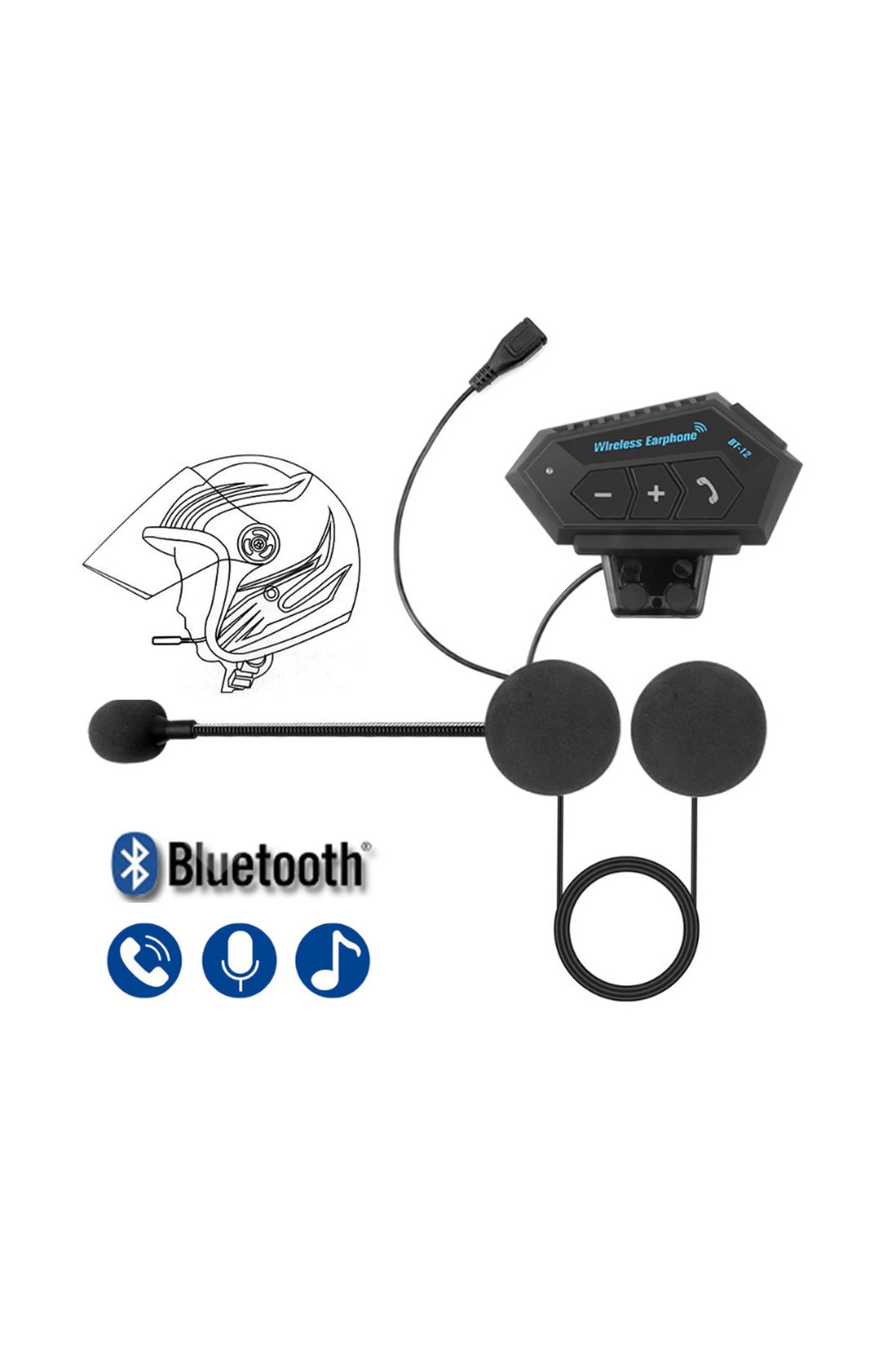 Bt12 Kask Kulaklık Bluetooth Motosiklet Kulaklık Interkom Motorsiklet Kulaklık - Lisinya