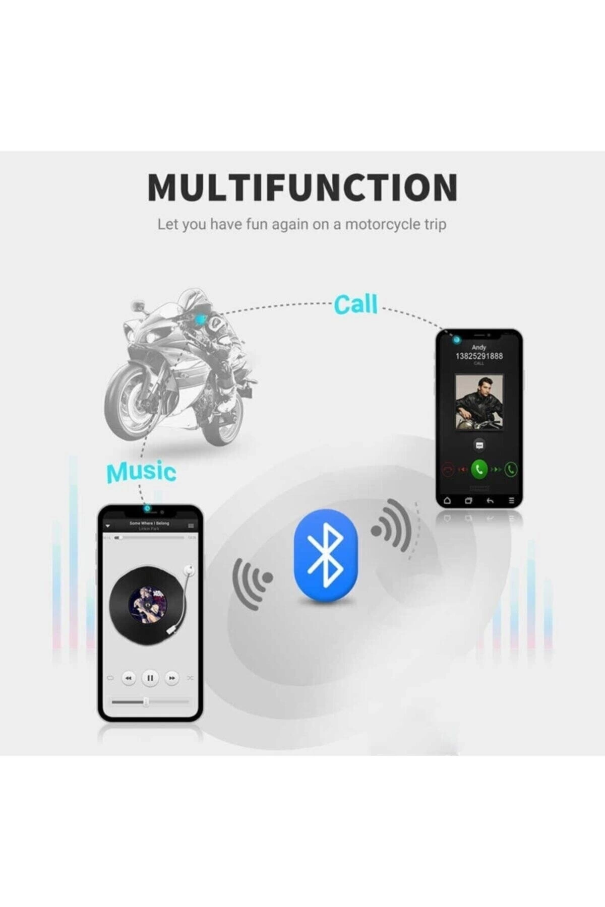 Bt22 Kask Kulaklık Bluetooth Motosiklet Kulaklık 5.0 Bluetooth Interkom Motorsiklet Kulaklık - Lisinya