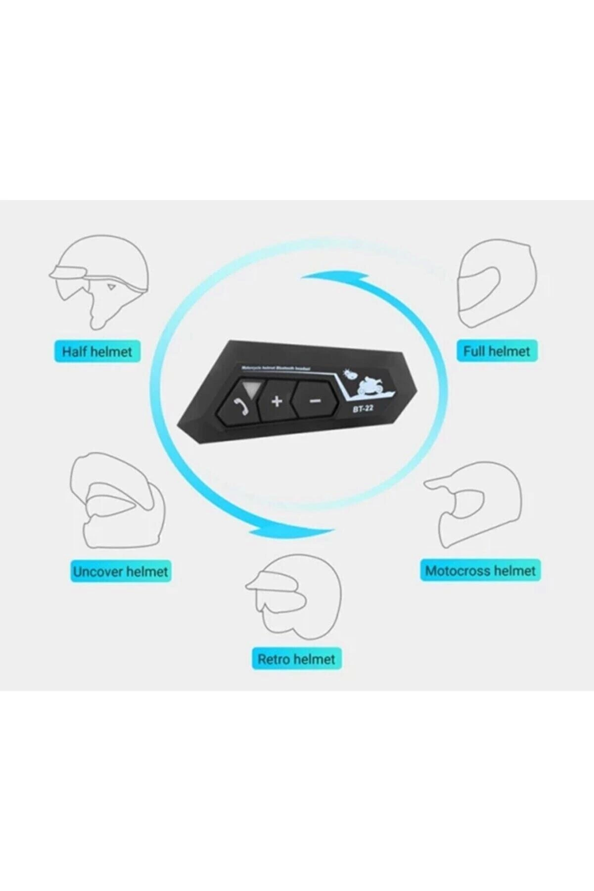 Bt22 Kask Kulaklık Bluetooth Motosiklet Kulaklık 5.0 Bluetooth Interkom Motorsiklet Kulaklık - Lisinya