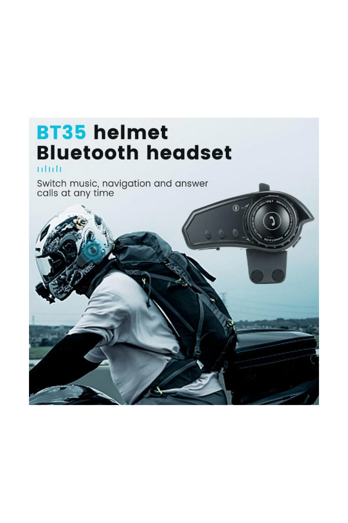 Bt35 Kask Kulaklık Bluetooth 5.0 Motosiklet Interkom Su Geçirmez Kablosuz Kulaklık - Lisinya