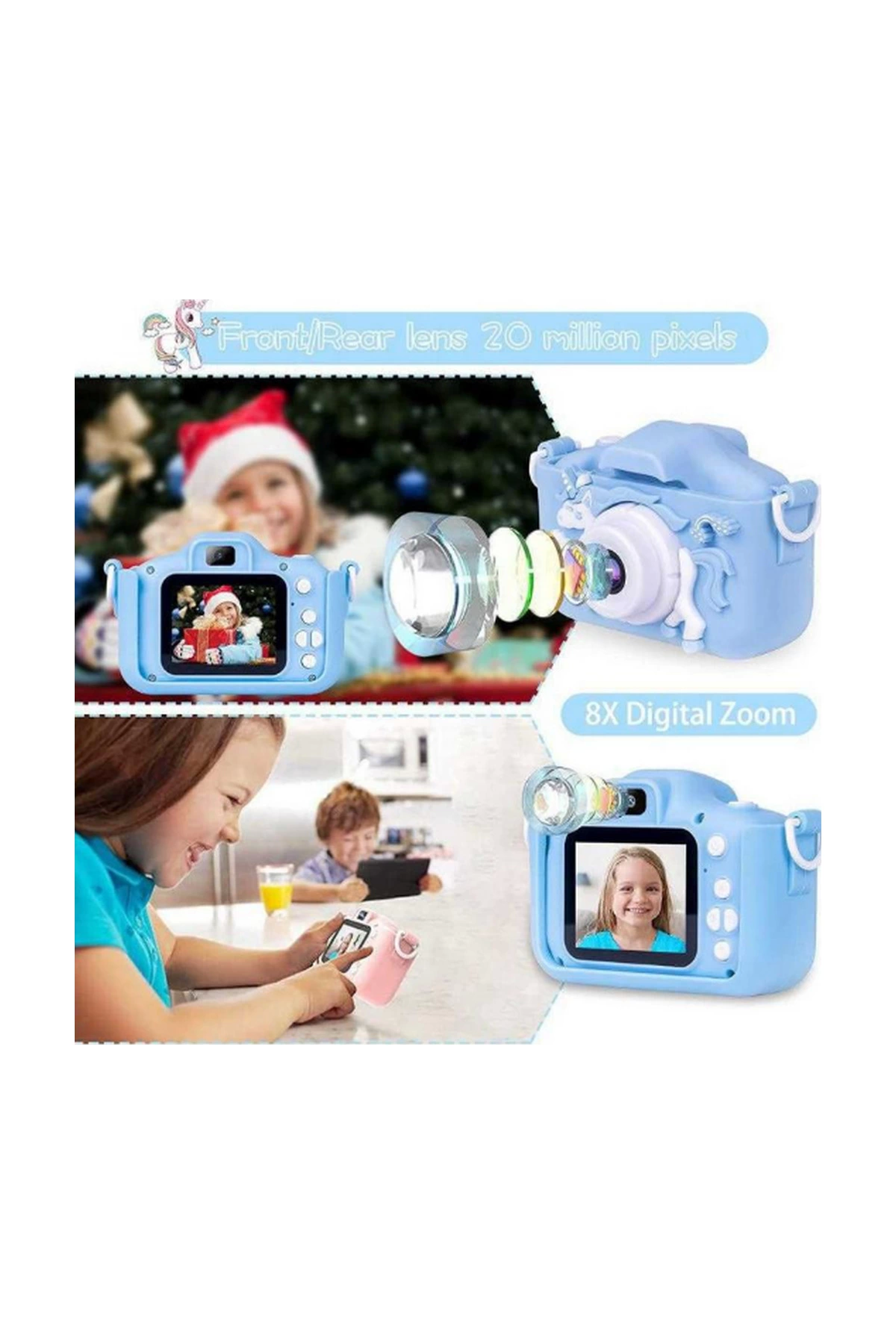 Çocuk Dijital Fotoğraf Makinası 20 Mp Video Kaydedici 2.0 İnç Çift Kameralı - Lisinya Çocuk Dijital Fotoğraf Makinası 20 Mp Video Kaydedici 2.0 İnç Çift Kameralı - Lisinya
