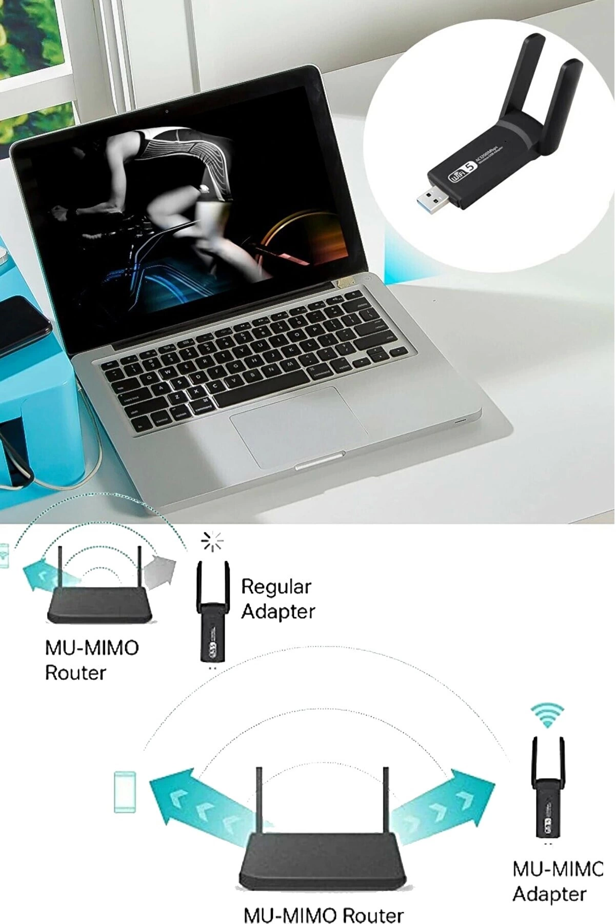 Dual Band Ac1200 Usb 3.0 Adaptör Kablosuz Kablosuz Yükseltici - Lisinya