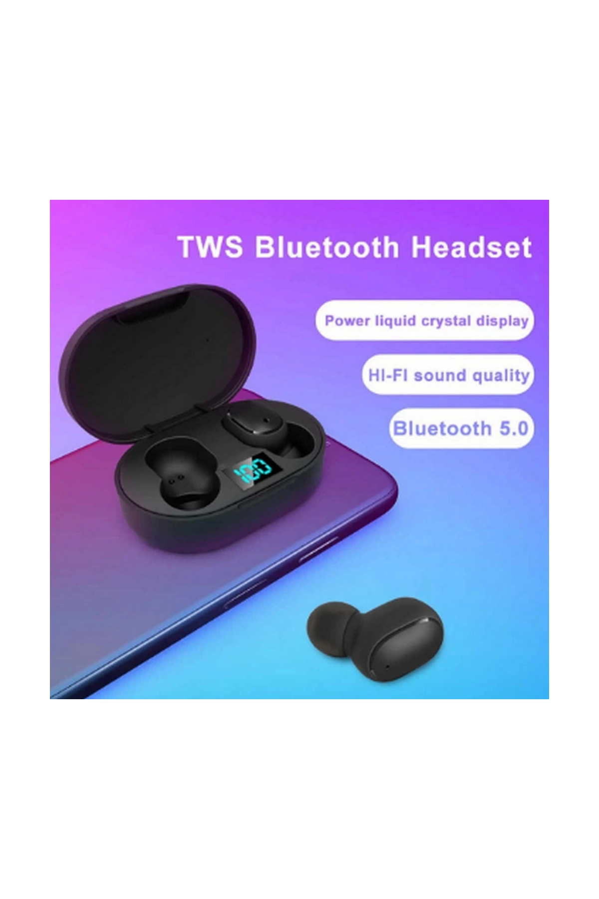E6s Kablosuz Kulaklık Dijital Göstergeli Bluetooth Kulaklık 5.0 - Lisinya