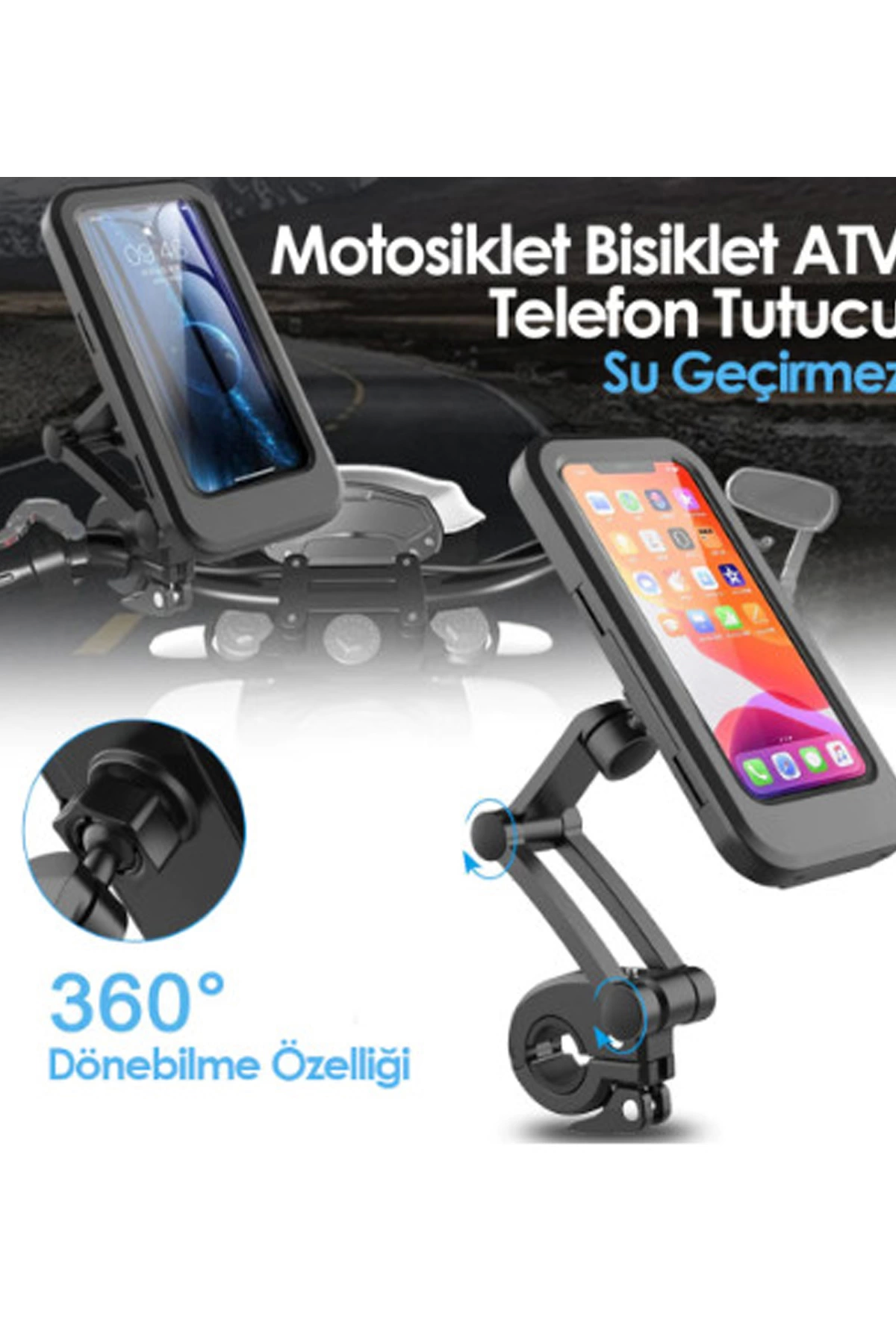 Gidon Bağlantılı Su Geçirmez Mıknatıslı Motorsiklet Telefon Tutucu - Lisinya Gidon Bağlantılı Su Geçirmez Mıknatıslı Motorsiklet Telefon Tutucu - Lisinya