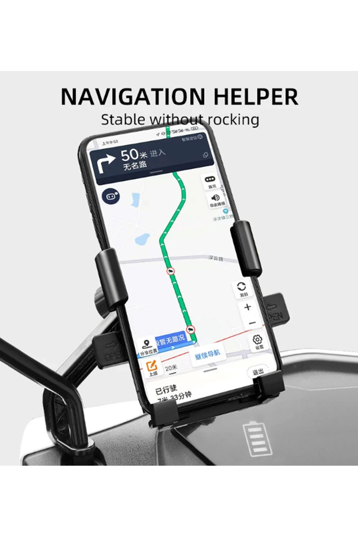 Otommatik Model Motosiklet Telefon Tutucu Ayna Bağlantılı - Lisinya