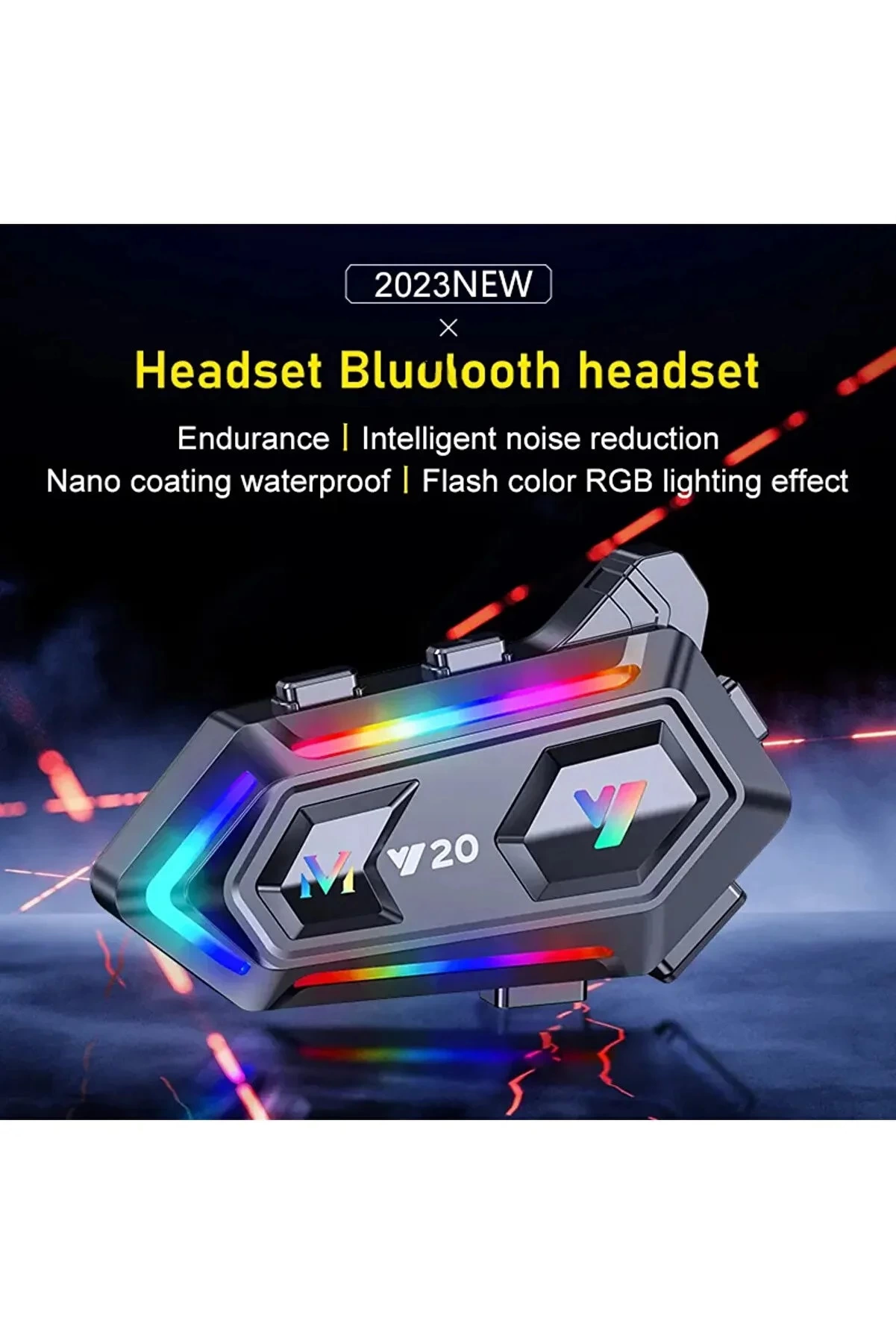 Y20 Motor Kurye Kask Kulaklık Rgb Modlu Bluetooth Motosiklet Kulaklık 5.3 Bluetooth Interkom - Lisinya