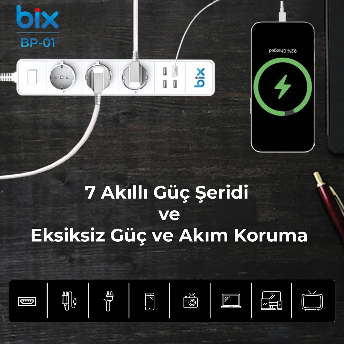Vtn Bp-01 Kablosuz Yüksek Akım Korumalı Hızlı Şarj Özellikli Akıllı Priz - Lisinya