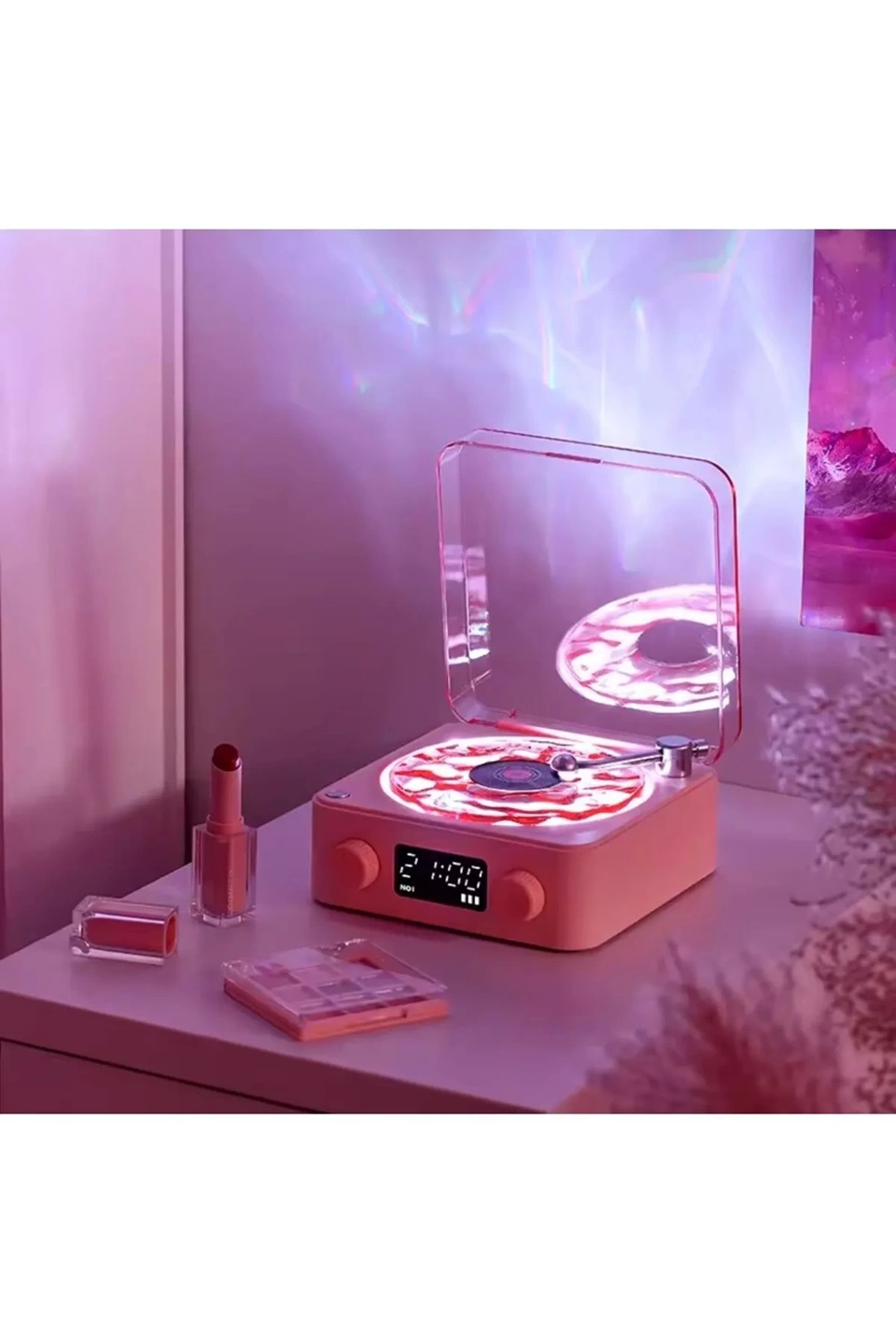 Waves Nostalji Plak Görünümlü Bluetooth Hoparlör 3d Ses Dalgası Retro Müzik Plak Pembe - Lisinya Waves Nostalji Plak Görünümlü Bluetooth Hoparlör 3d Ses Dalgası Retro Müzik Plak Pembe - Lisinya