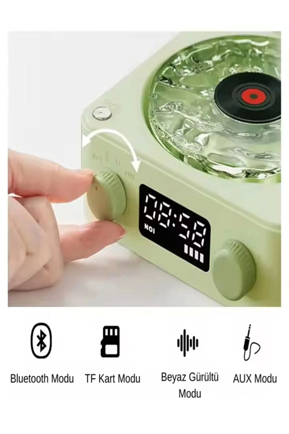 Waves Nostalji Plak Görünümlü Bluetooth Hoparlör 3d Ses Dalgası Retro Müzik Plak Yeşil - Lisinya Waves Nostalji Plak Görünümlü Bluetooth Hoparlör 3d Ses Dalgası Retro Müzik Plak Yeşil - Lisinya