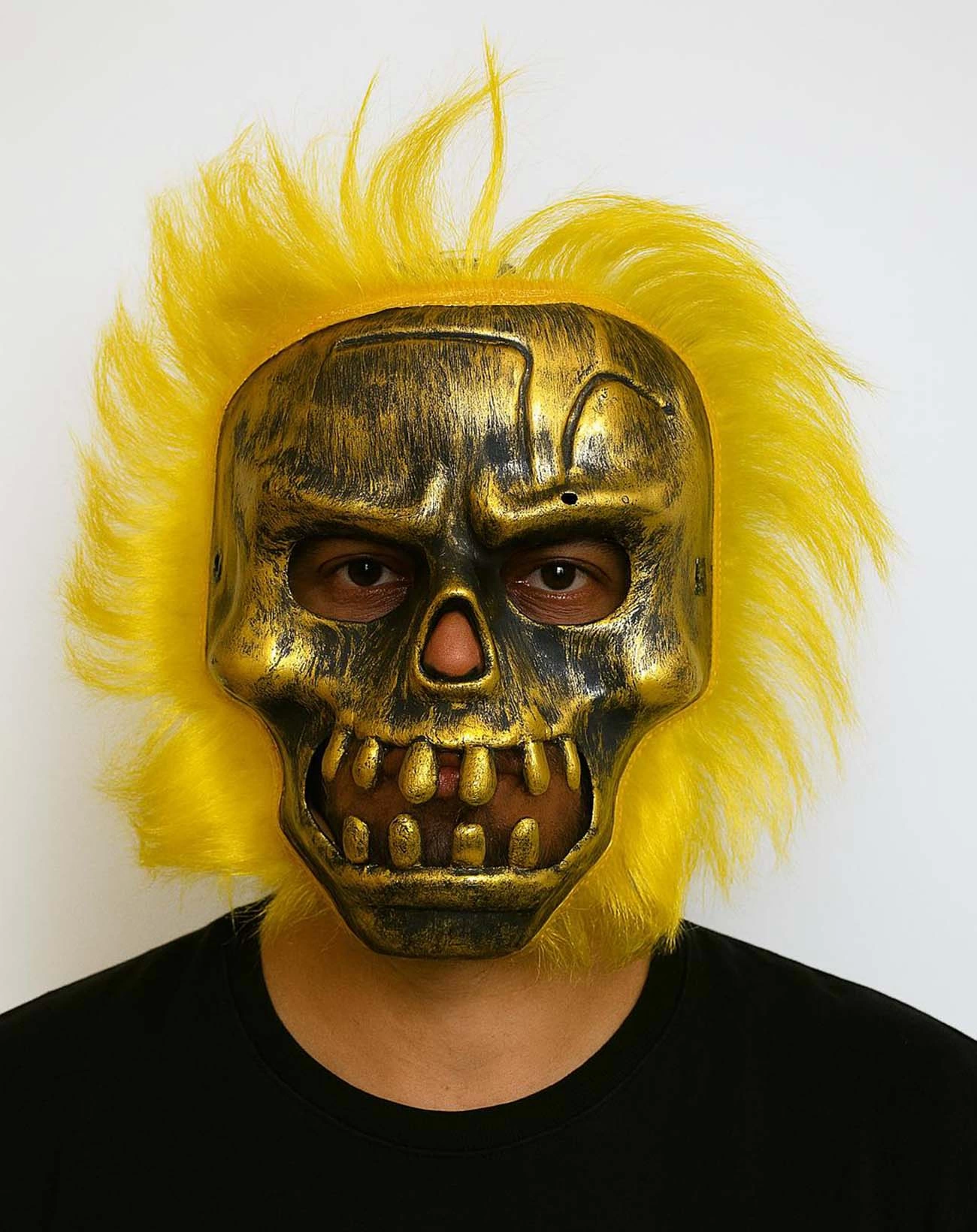 Wild Skull - Bakır Kafatası Sarı Saçlı İskelet Maske - Lisinya