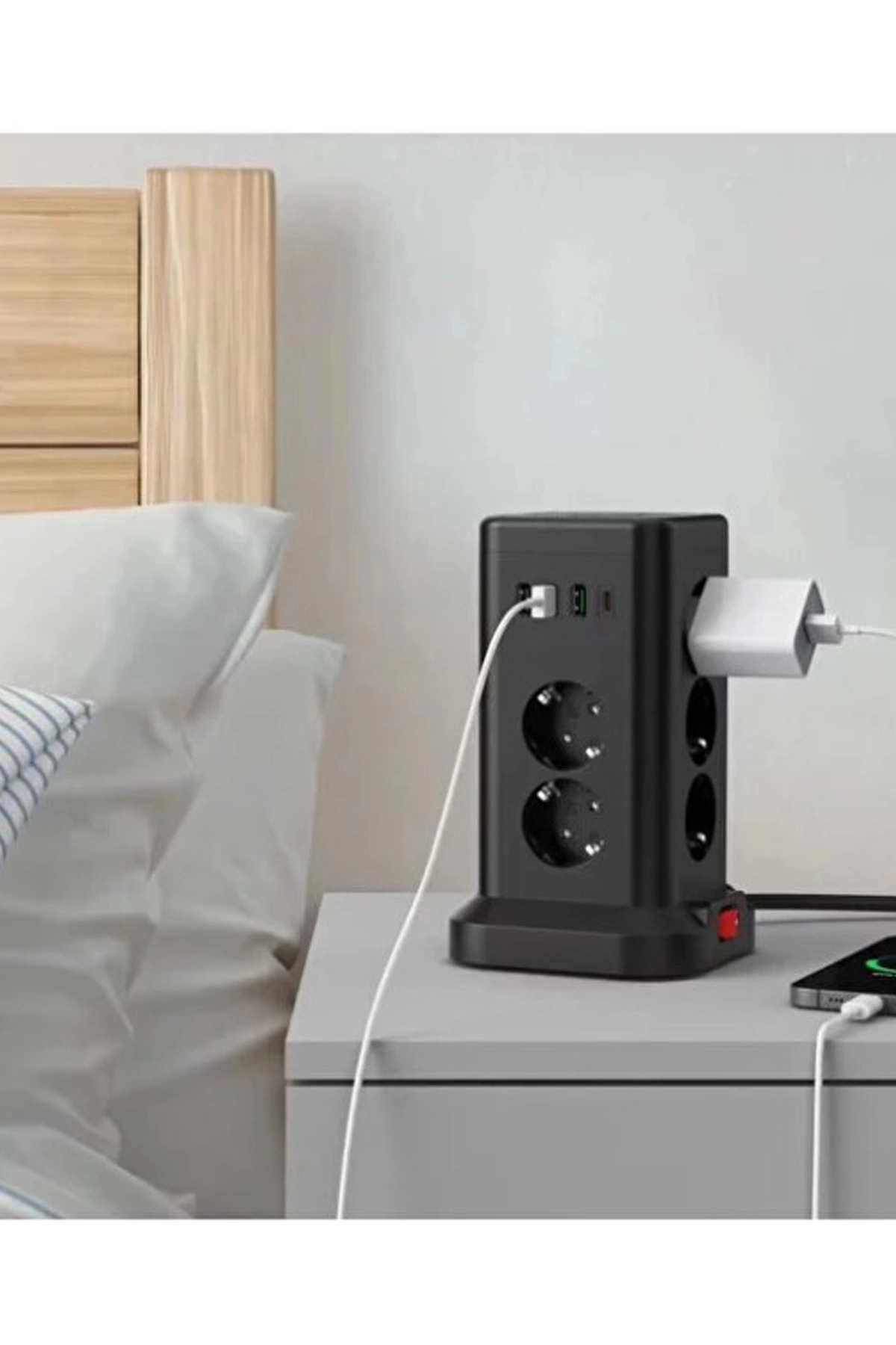 Wp711 Akım Korumalı Priz Kablosuz Şarj İstasyonu 11x Soket 3x Usb 1xtype-c Kablolu Grup Priz - Lisinya