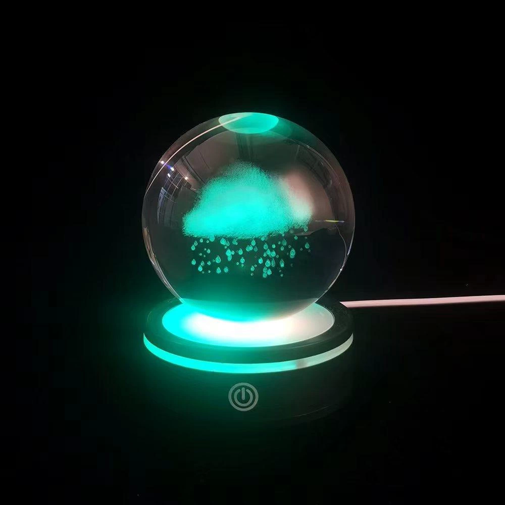 Yağmur Bulutu Tasarımlı Usb&039li Dönen Cam Küre - Lisinya