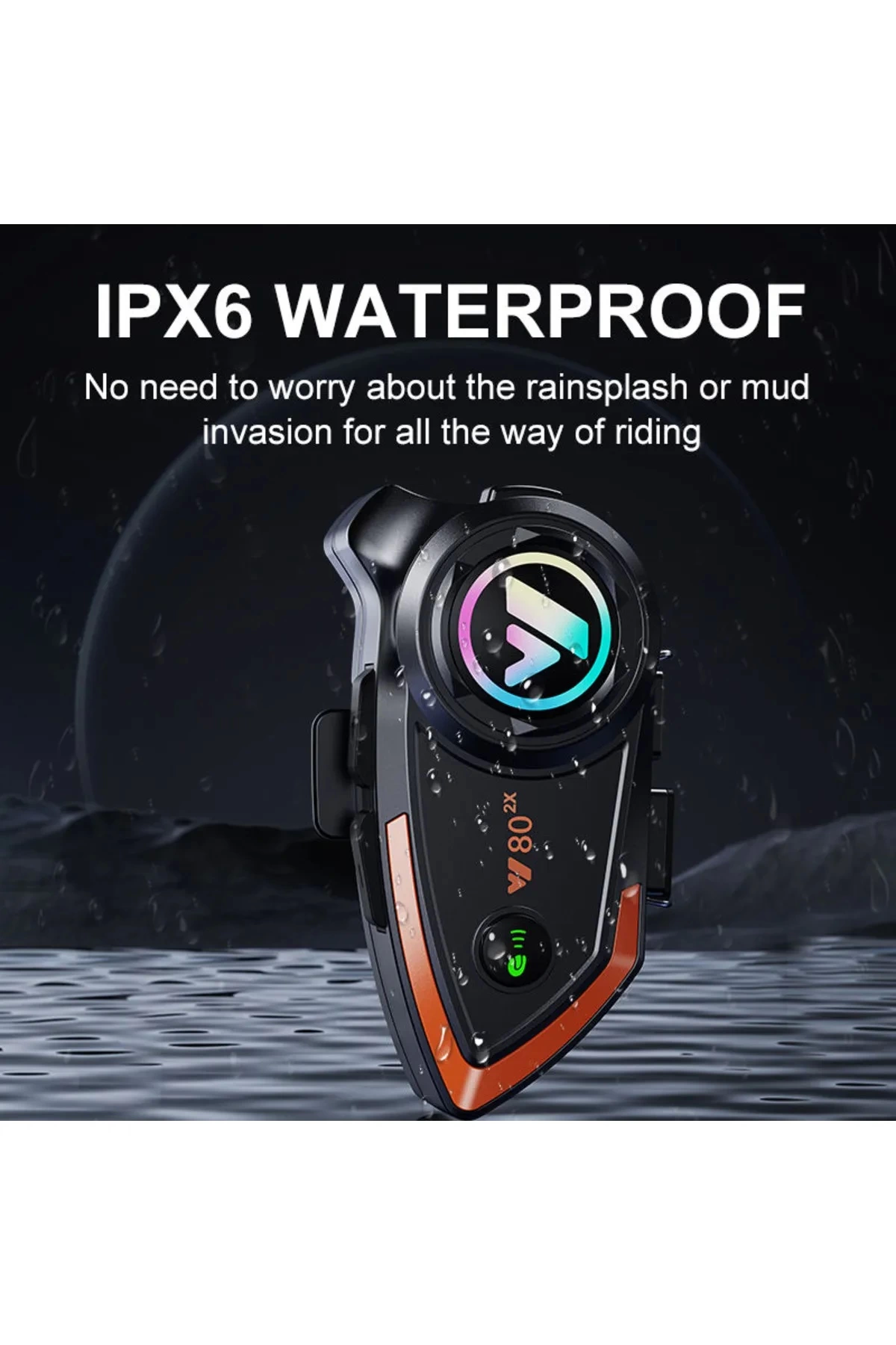 Yeni Model Y80-2x Motosiklet İntercom 2 Kişilik Bağlantı Rgb Işıklı Bluetooth Kulaklık Seti - Lisinya