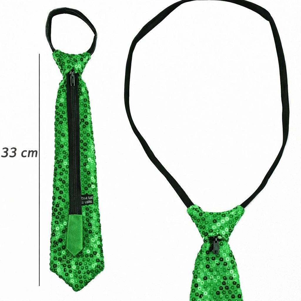 Yeşil Renk Pul Payetli Işıltılı Parti Kravatı 33 Cm - Lisinya