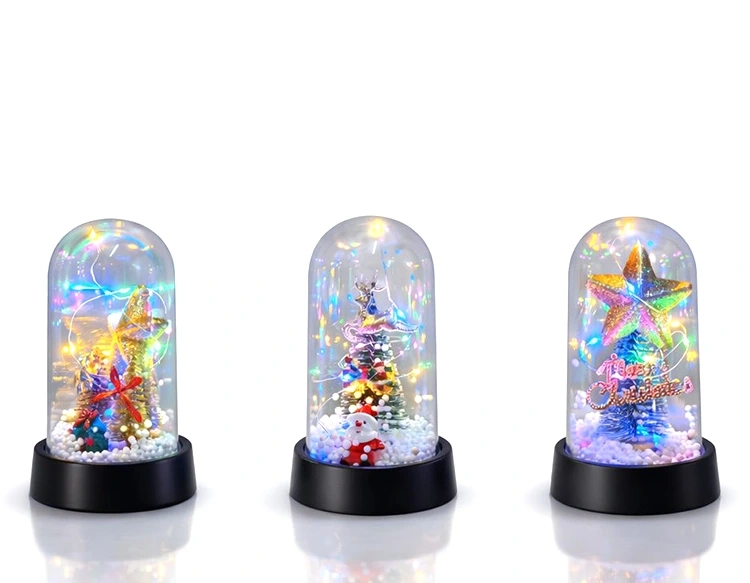 Yılbaşı Temalı Işıklı  Dekoratif Cam Fanus Alk5038 - Lisinya