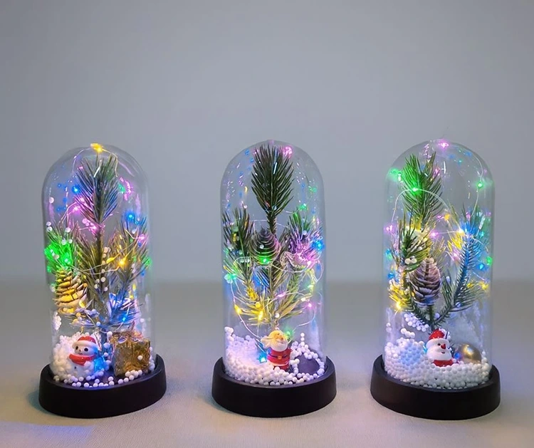 Yılbaşı Temalı Işıklı  Dekoratif Cam Fanus Alk5074 - Lisinya