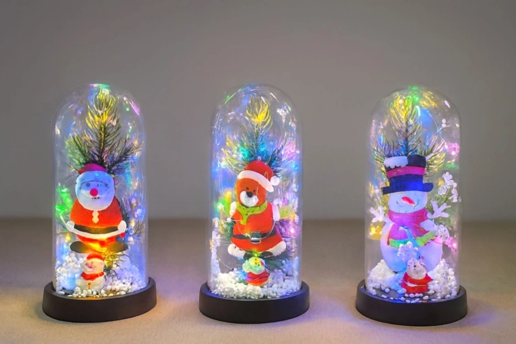 Yılbaşı Temalı Işıklı  Dekoratif Cam Fanus Alk5075 - Lisinya