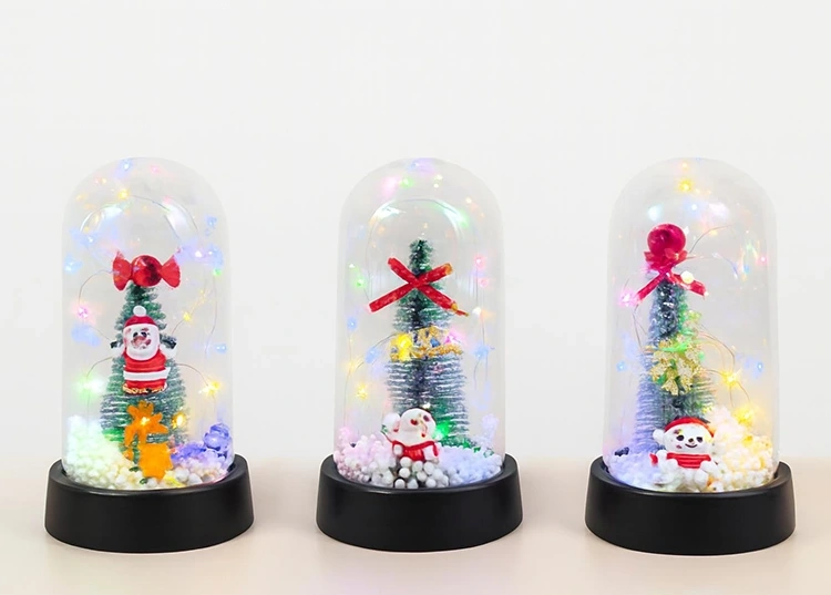 Yılbaşı Temalı Işıklı  Dekoratif Cam Fanus Alk5076 - Lisinya