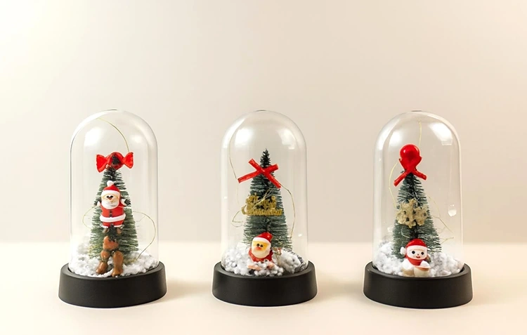 Yılbaşı Temalı Işıklı  Dekoratif Cam Fanus Alk5076 - Lisinya