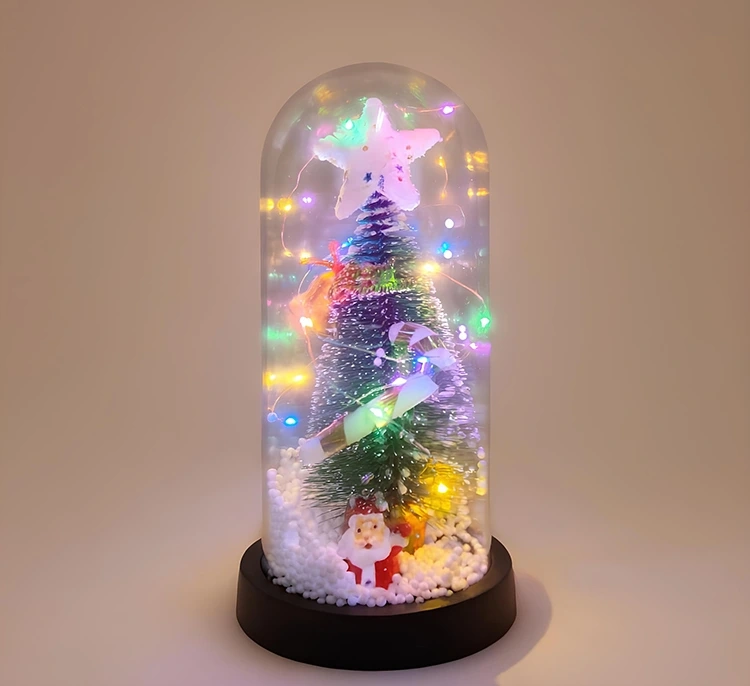 Yılbaşı Temalı Işıklı  Dekoratif Cam Fanus Alk5077 - Lisinya