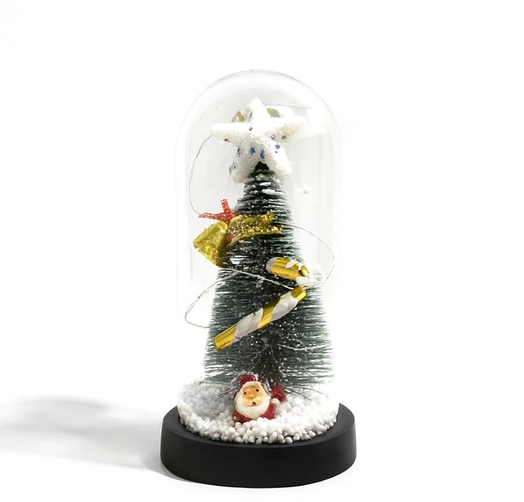 Yılbaşı Temalı Işıklı  Dekoratif Cam Fanus Alk5077 - Lisinya