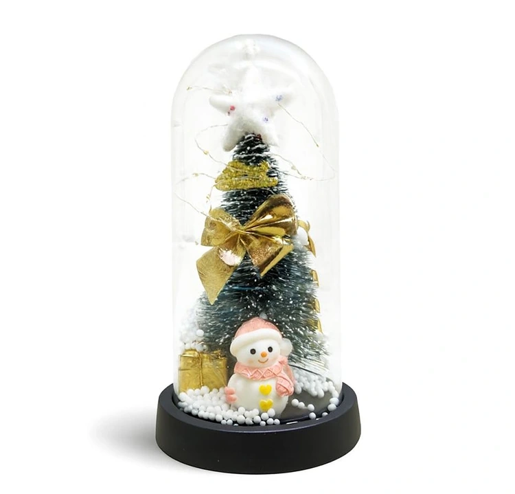 Yılbaşı Temalı Işıklı  Dekoratif Cam Fanus Alk5079 - Lisinya