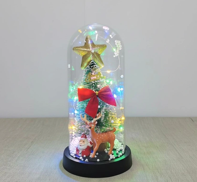 Yılbaşı Temalı Işıklı  Dekoratif Cam Fanus Alk5080 - Lisinya