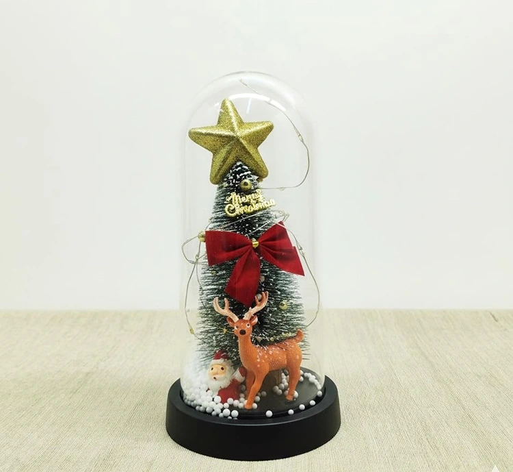 Yılbaşı Temalı Işıklı  Dekoratif Cam Fanus Alk5080 - Lisinya