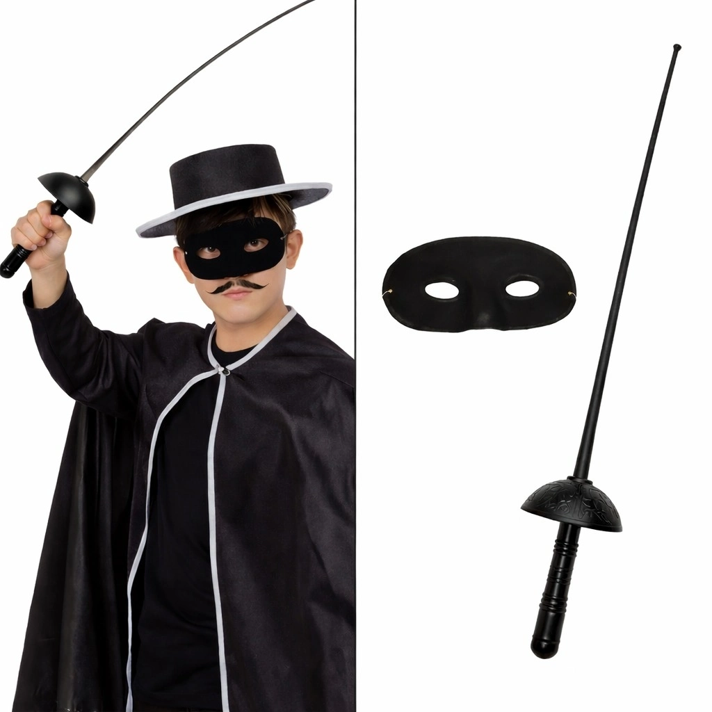 Zorro Kostüm Plastik Aksesuar Seti – Maske Ve Kılıç (67 Cm) - Lisinya