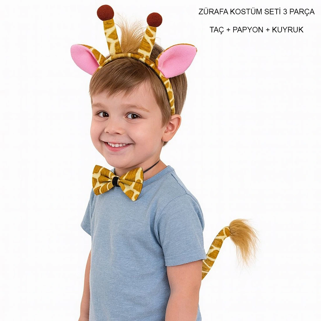 Zürafa Kosümü Aksesuar Seti 3 Lü - Taç Papyon Kuyruk - Lisinya Zürafa Kosümü Aksesuar Seti 3 Lü - Taç Papyon Kuyruk - Lisinya