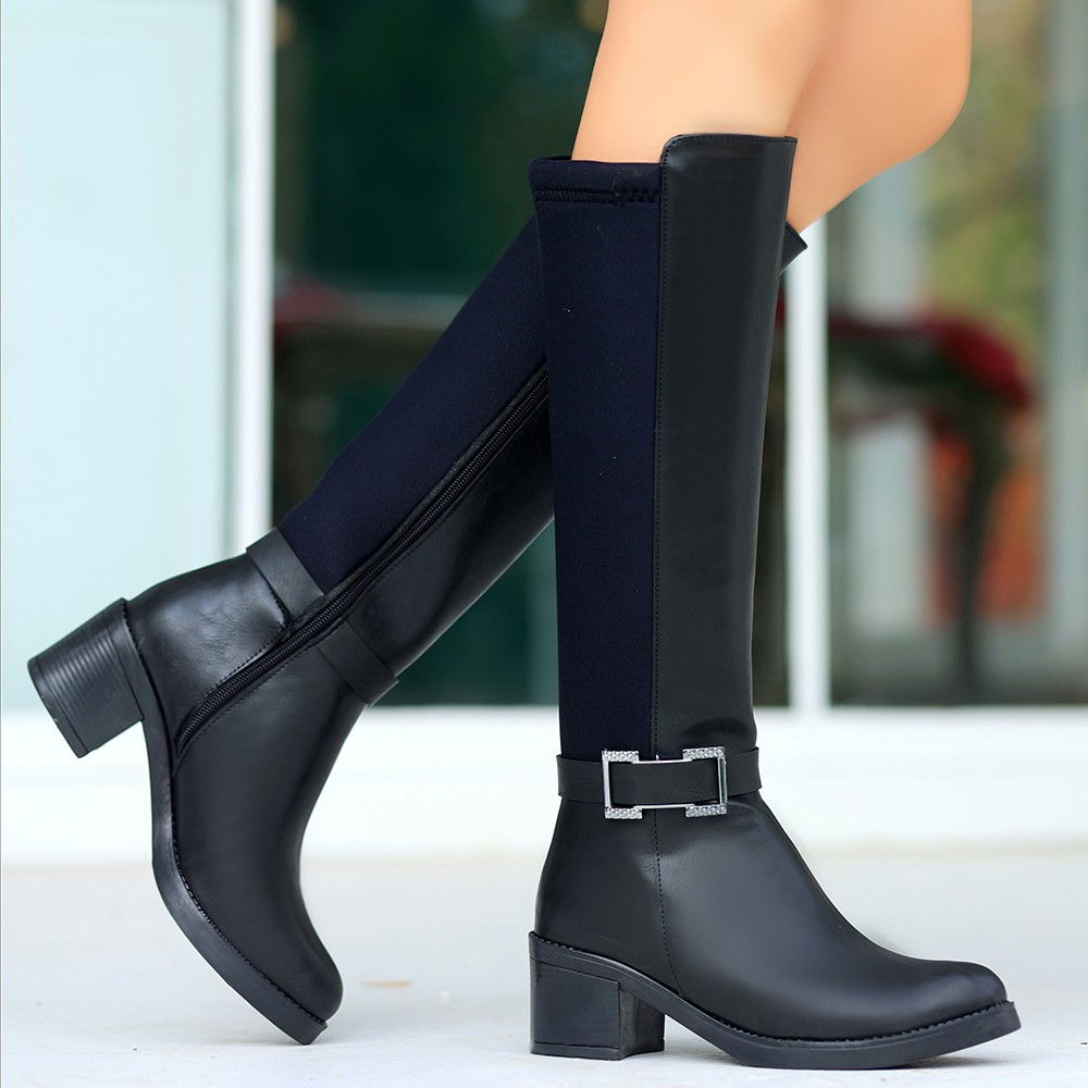 Emrat Siyah Cilt Topuklu Çizme - Lisinya Emrat Siyah Cilt Topuklu Çizme - Lisinya