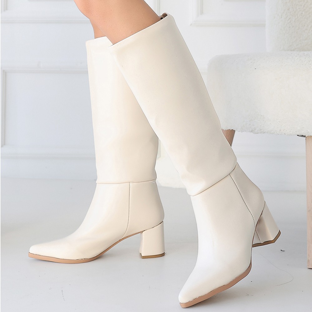 Roksa Ten Cilt Topuklu Çizme - Lisinya Roksa Ten Cilt Topuklu Çizme - Lisinya